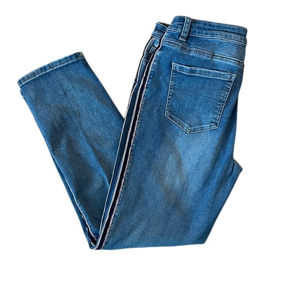 Buffalo by David Bitton Side Stripe Jeans Women's 32 Blue Denim Stretch Mid Rise - Picture 1 of 8